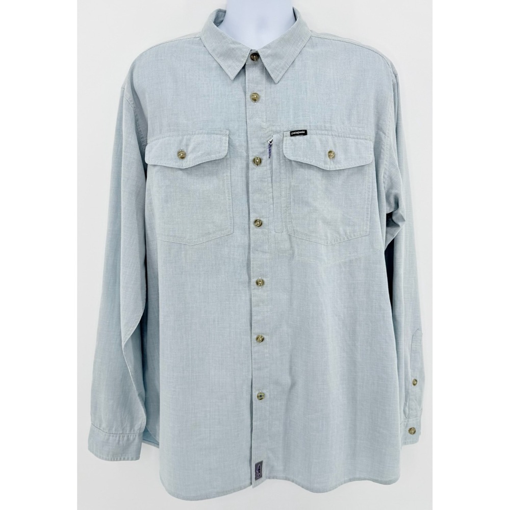 Patagonia Cayo Largo Shirt Mens XXL Organic Cotton Hemp Fishing Blue 52125 - Picture 2 of 8